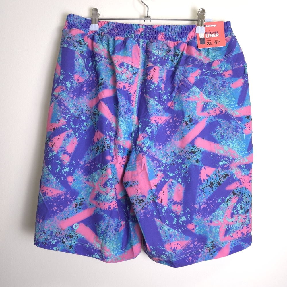 Birddogs Men's Boom Baysiders Gym Shorts Lined 9" Pink Purple Blue XL - Picture 4 of 8